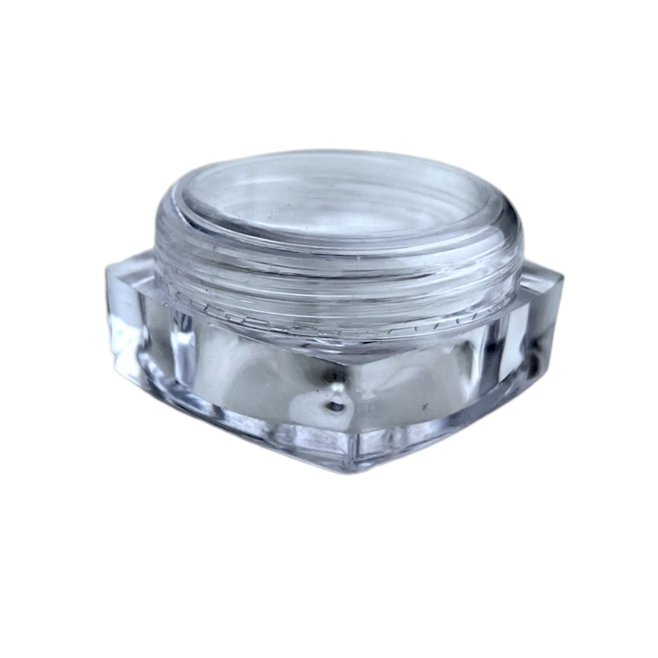 20g Clear Square Plastic Jar W/ White Cap