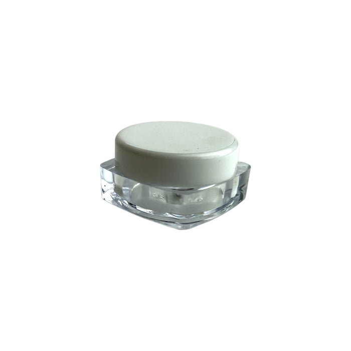 5g Clear Square Plastic Jar W/ White Cap