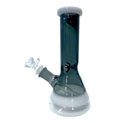 8" White Ring Beaker Glass Water Pipe