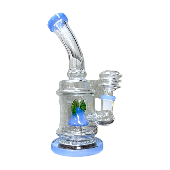 7.5" Bent Neck w/ Leaf Perc Glass Water Pipe