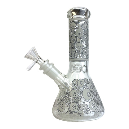 8" Ghost Glow In The Dark Beaker Glass Water Pipe "WP-5141"