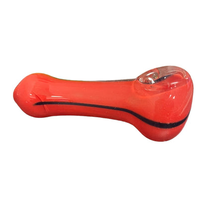 3" Peanut Solid w/ Stripes Hand Pipe - (Assorted Colors)