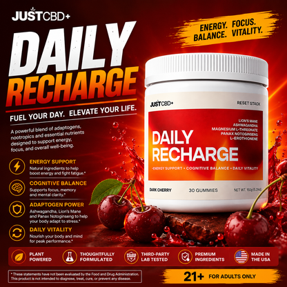 JUST CBD - Daily Recharge Gummies - Reset Stack 30ct Jar