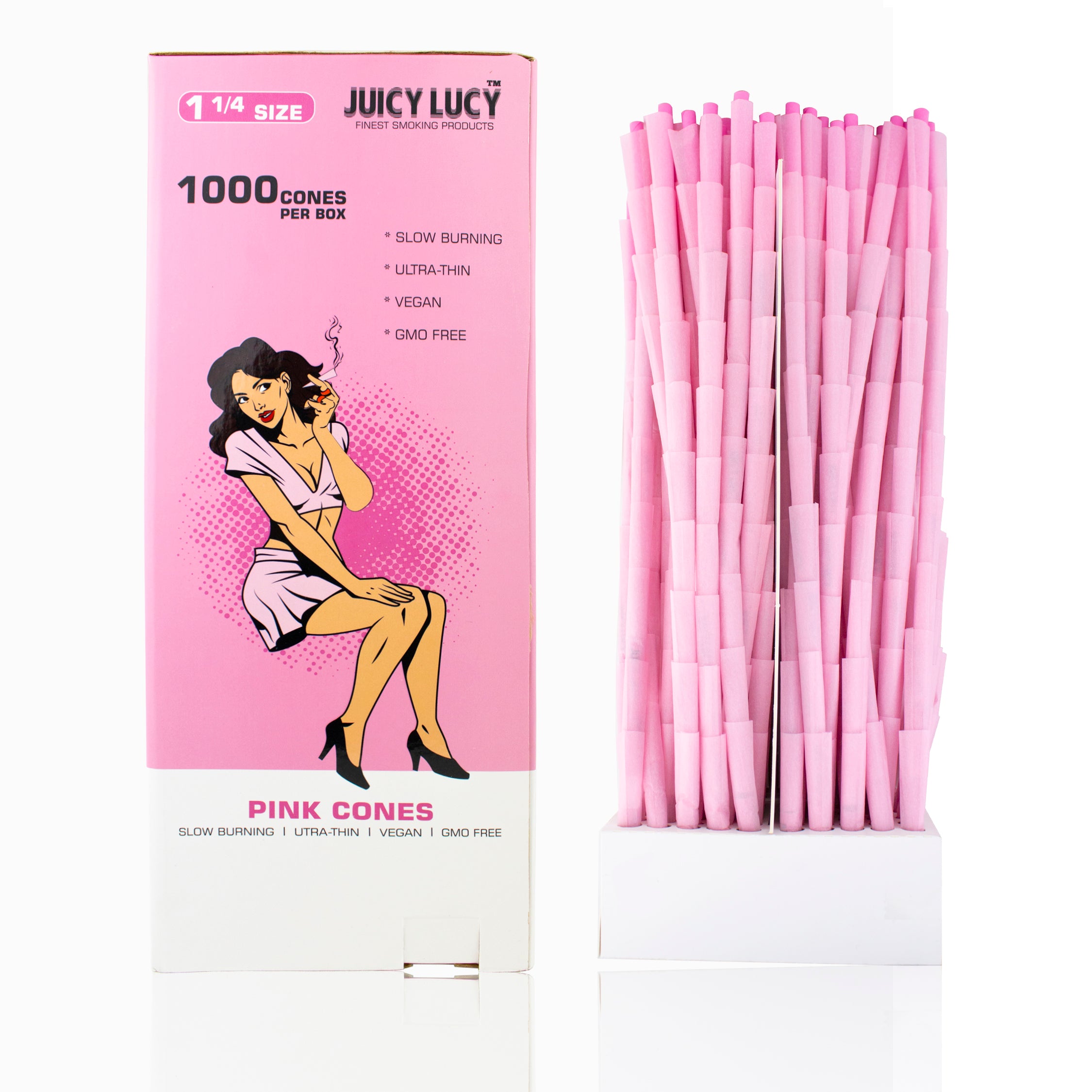 Juicy Lucy Bulk 1 1/4 Pink Cones (1000per box)