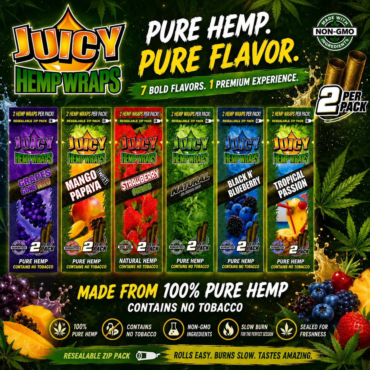 Juicy Hemp Wraps  2pk - 25x2pk Display