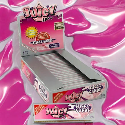 Juicy Jay's Superfine 1 1/4" Size Rolling Paper Sticky Candy Flavor