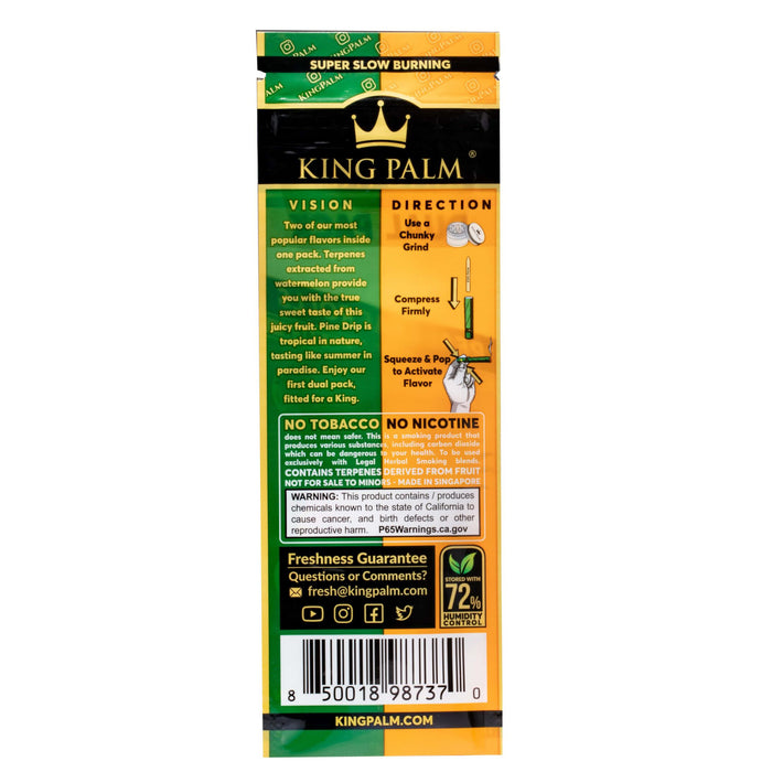 King Palm Dual Pack 2 King Size 2g Rolls - Watermelon Wave (20 Pack Display)