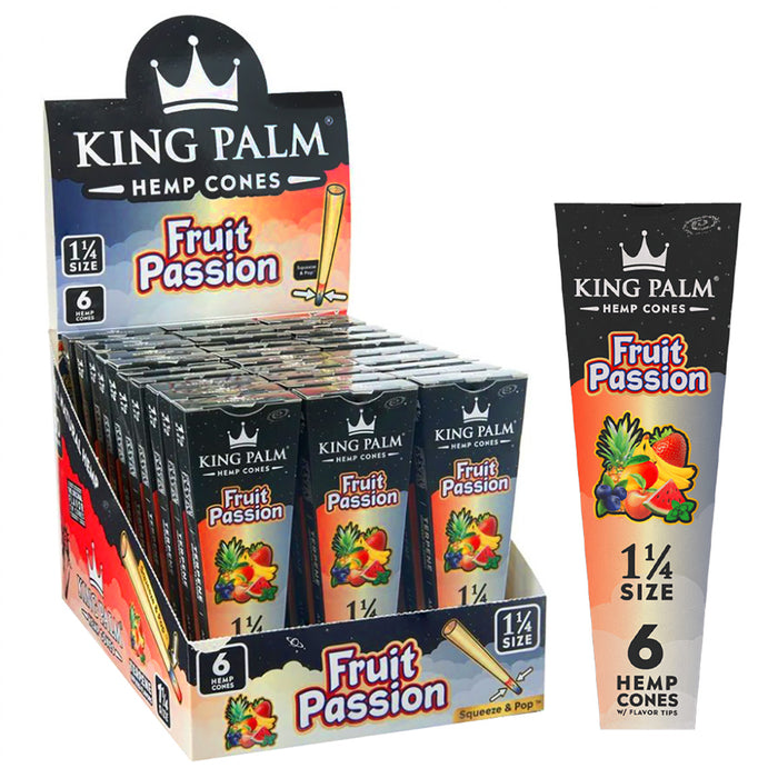 King Palm Hemp Cones 1 1/4 Size (6 cones per pack/30 per Display) - Fruit Passion