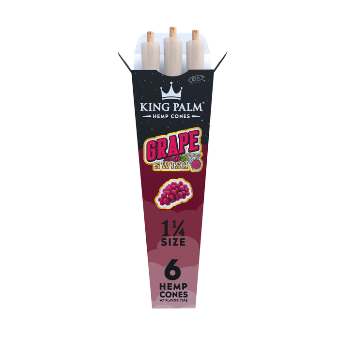 King Palm Hemp Cones 1 1/4 (6 cones per pack/30 per Display) - Grape Swish