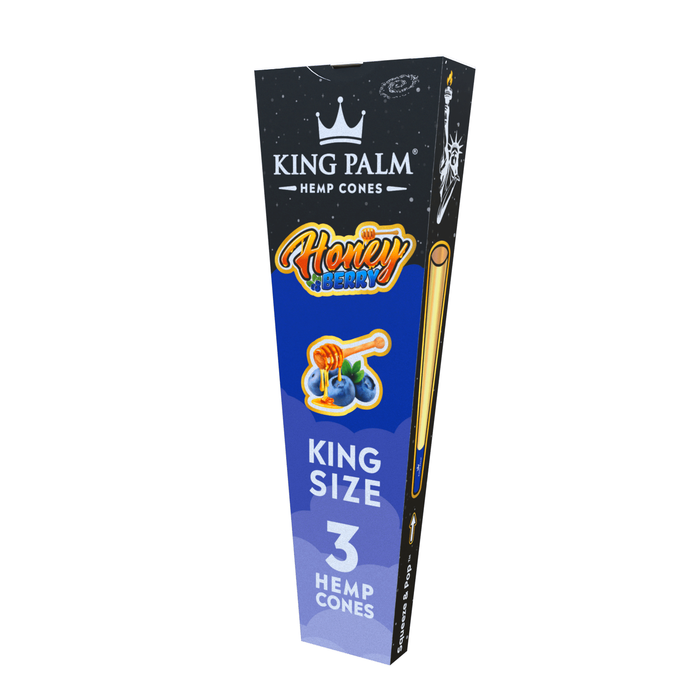 King Palm Hemp Cones King Size (3 cones per pack/30 per Display) - Honey Berry