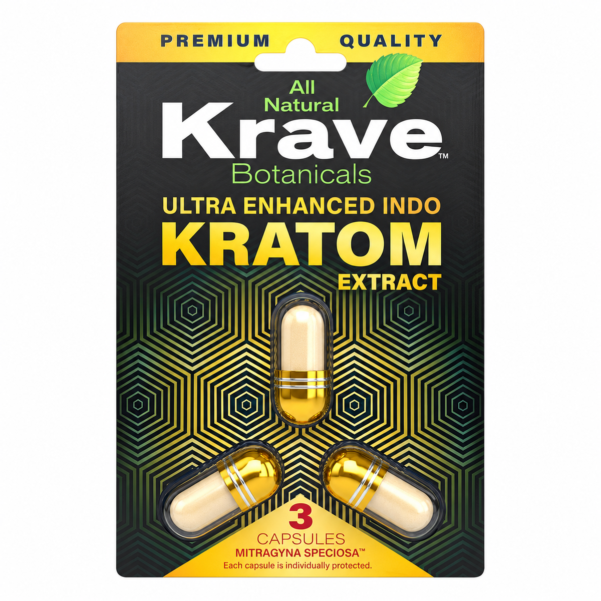 Krave - Ultra Enhanced Indo Extract | 3 Capsules Blister Pack 100pcs/Case