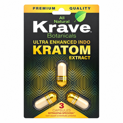 Krave - Ultra Enhanced Indo Extract | 3 Capsules Blister Pack 100pcs/Case
