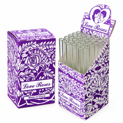 Love Roses Thick Glass Tube 36pc Display Box | 24D/Case