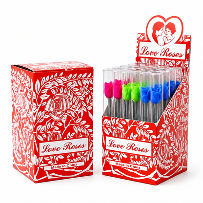 Love Roses Thick Glass Tube 36pc Display Box | 24D/Case
