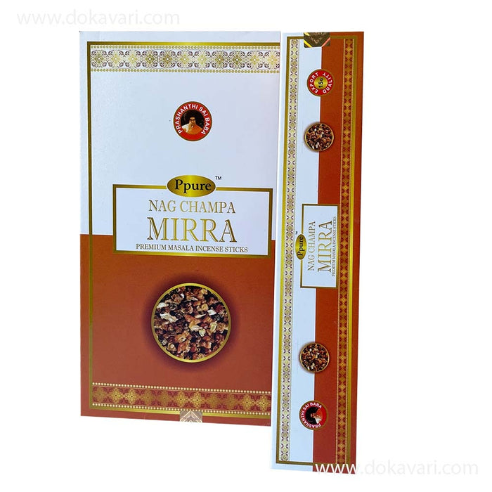 Ppure Nag Champa Mirra Premium Masala Incense Sticks (12 Box Display)