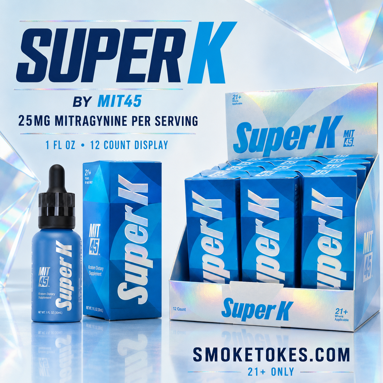 MIT 45 | Kratom Super K Mitragyna Speciosa "Blue Box" (12ct/Display)