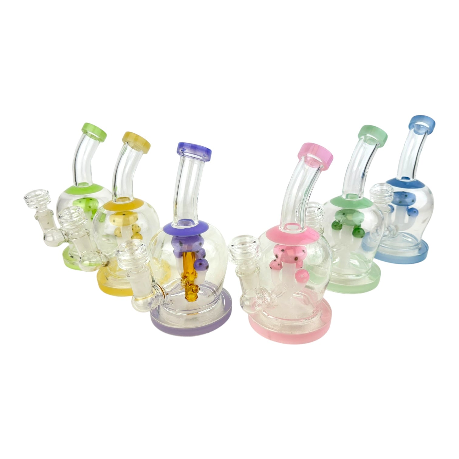 Mushroom Bent Neck Glass Water Pipe