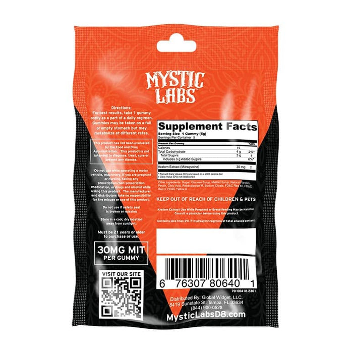 Mystic Labs Kratom Gummies 30mg per/150mg 5 Count Bag