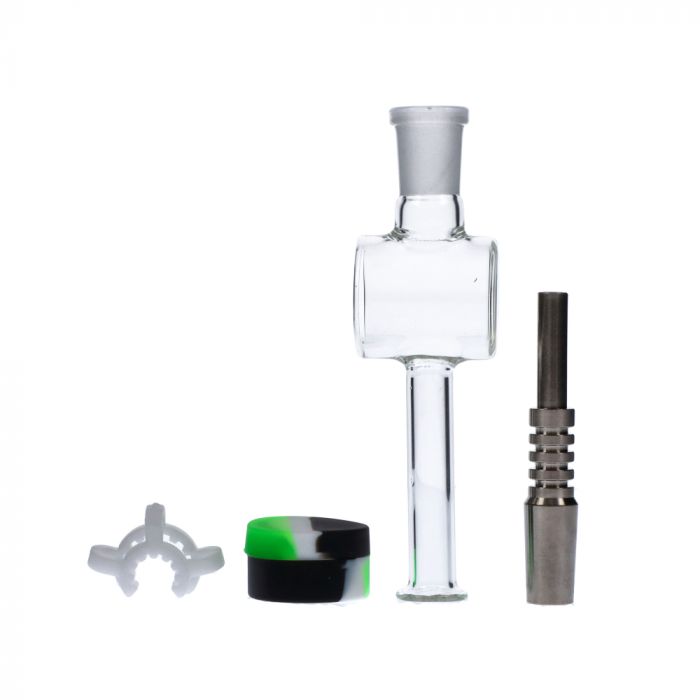 Glass Nectar Collector Kit with Quartz Tips-Keck Clip-Silicone Cap Reclaimer