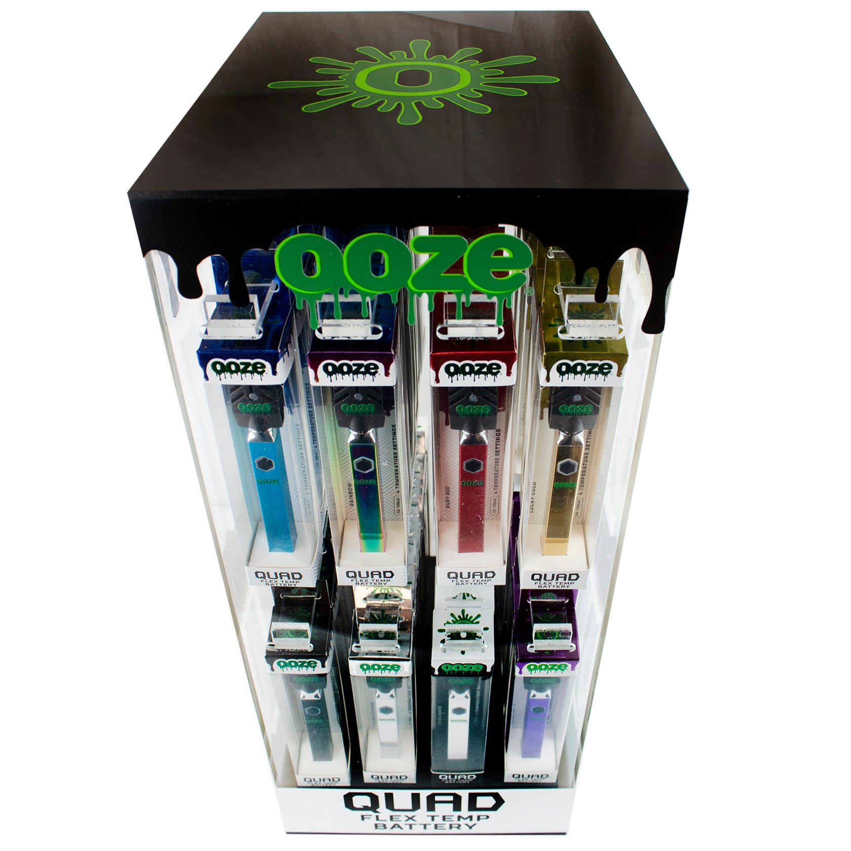 Ooze Quad Flex 510 Thread 500 Mah Square Vape Pen Battery - Assorted Colors (48pc / Display)