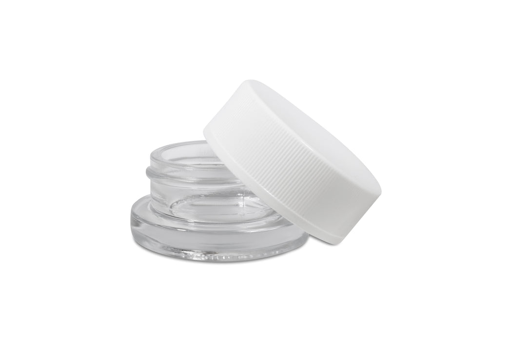 9ml Clear Child Resistant Glass Jar with White Cap - Lo Pro