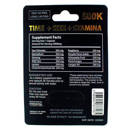 Kamasutra 500K Male Enhancement Pill 24ct Display