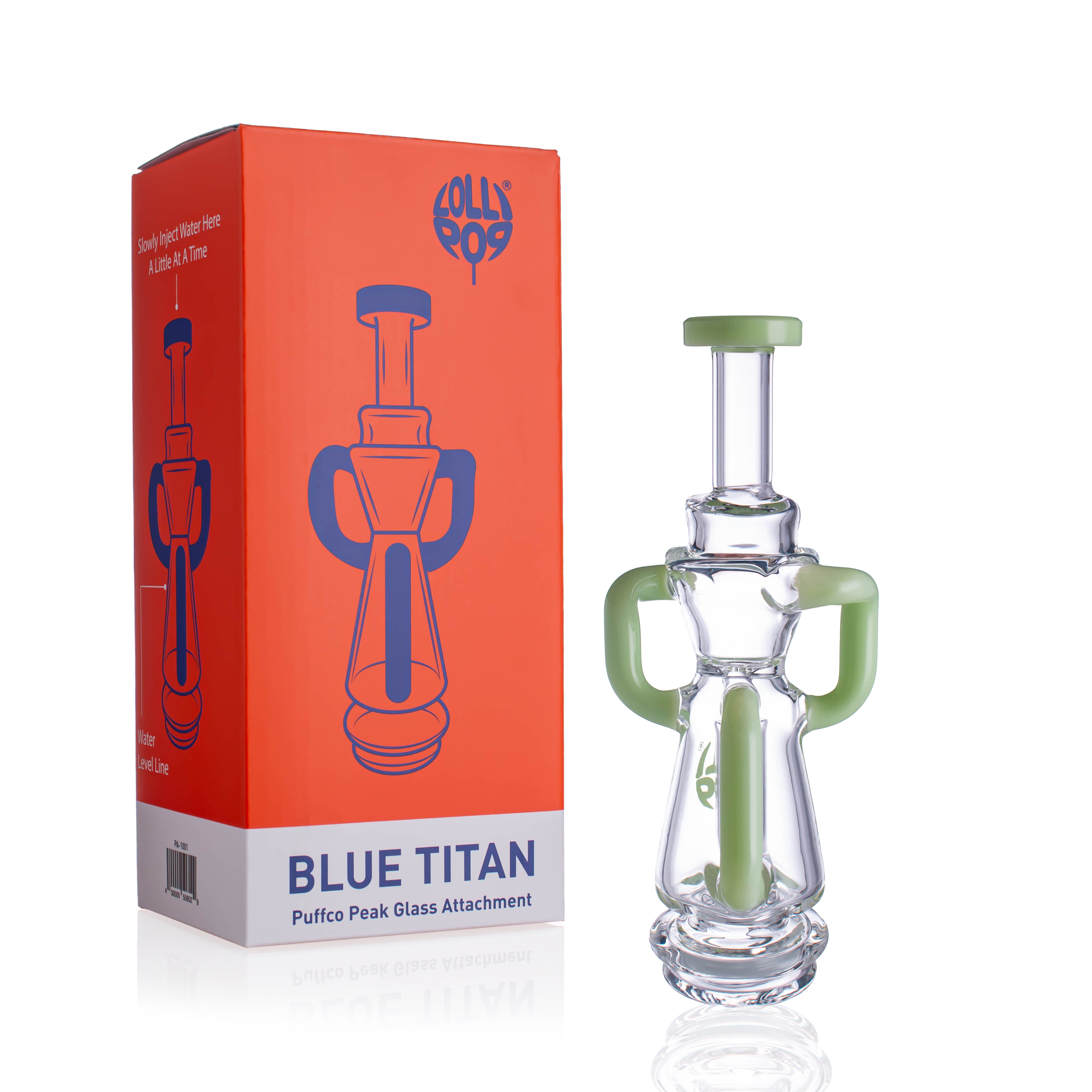 Lollipop Blue Titan Series I Puffco Peak Recycler Glass Attachement I Asst Colors