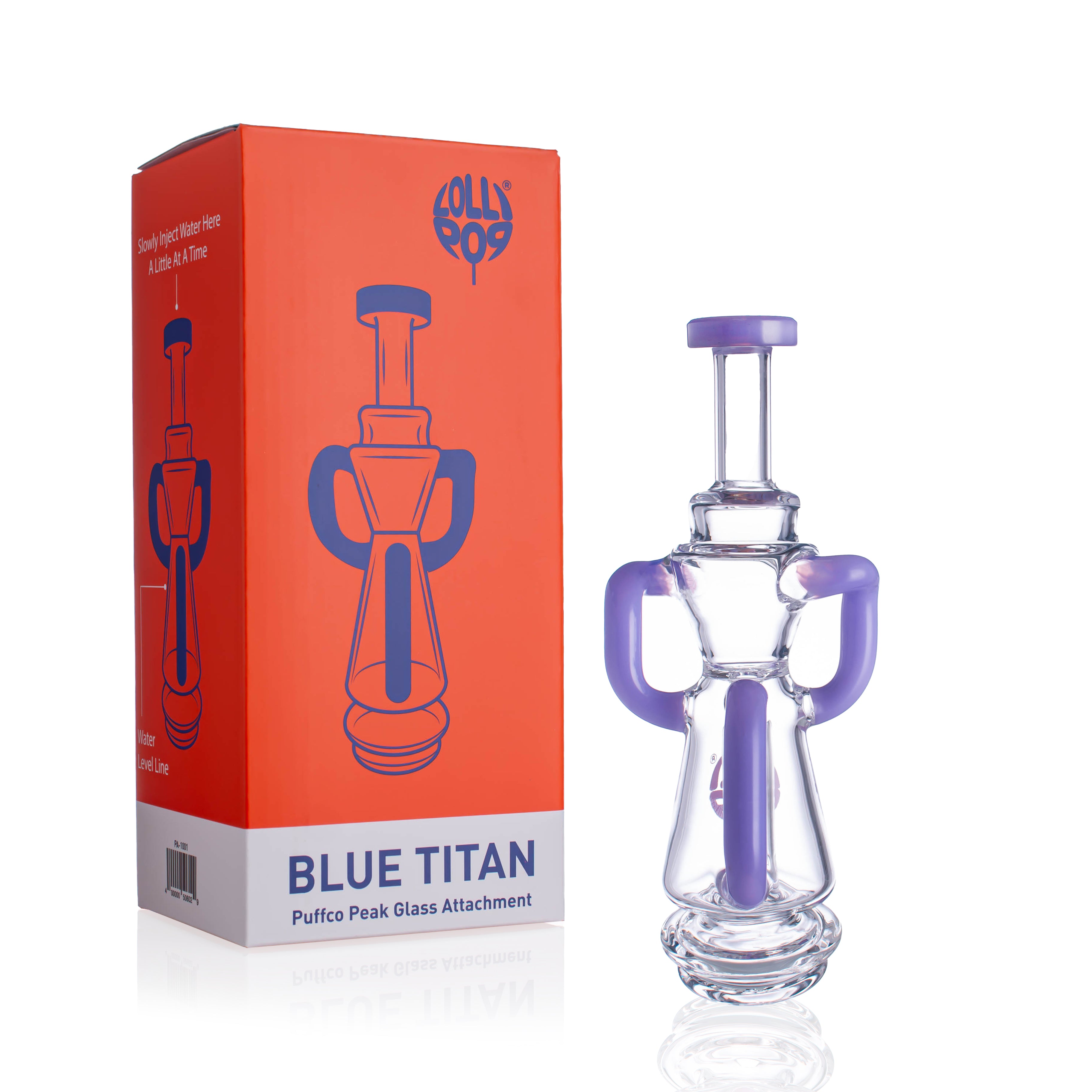 Lollipop Blue Titan Series I Puffco Peak Recycler Glass Attachement I Asst Colors