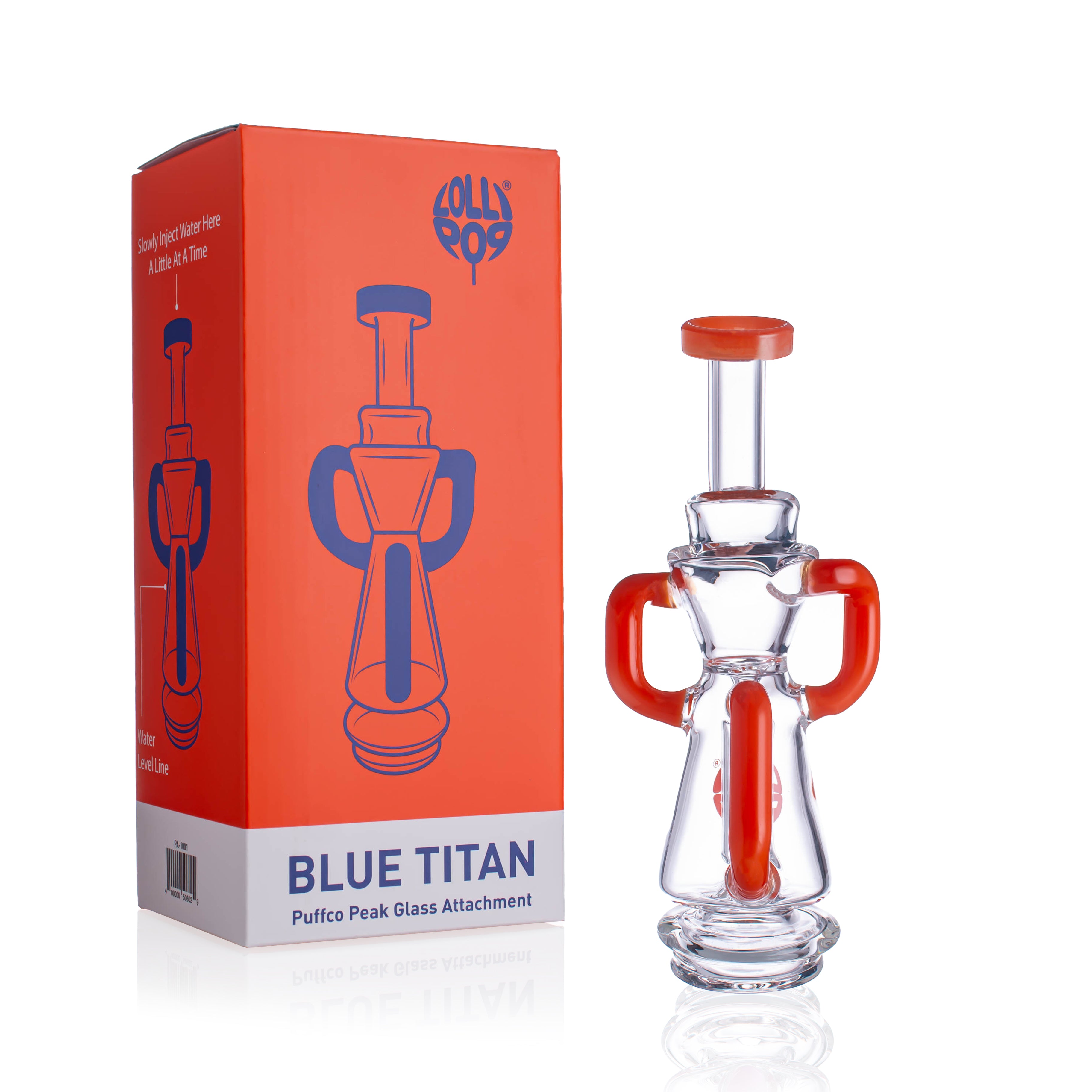 Lollipop Blue Titan Series I Puffco Peak Recycler Glass Attachement I Asst Colors