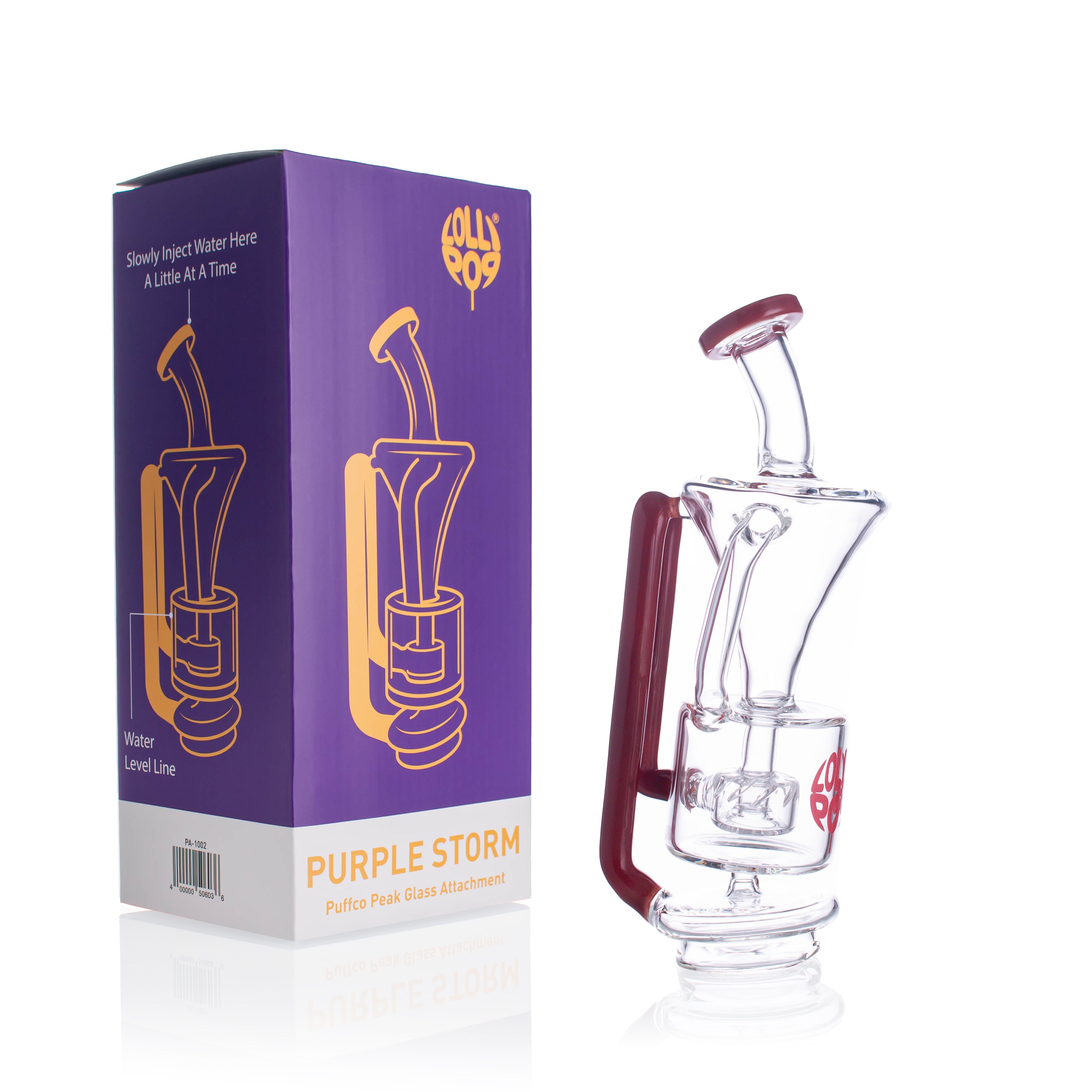 Lollipop Purple Storm Series I Puffco Peak  Peak Recycler Glass Attachement I Asst Colors