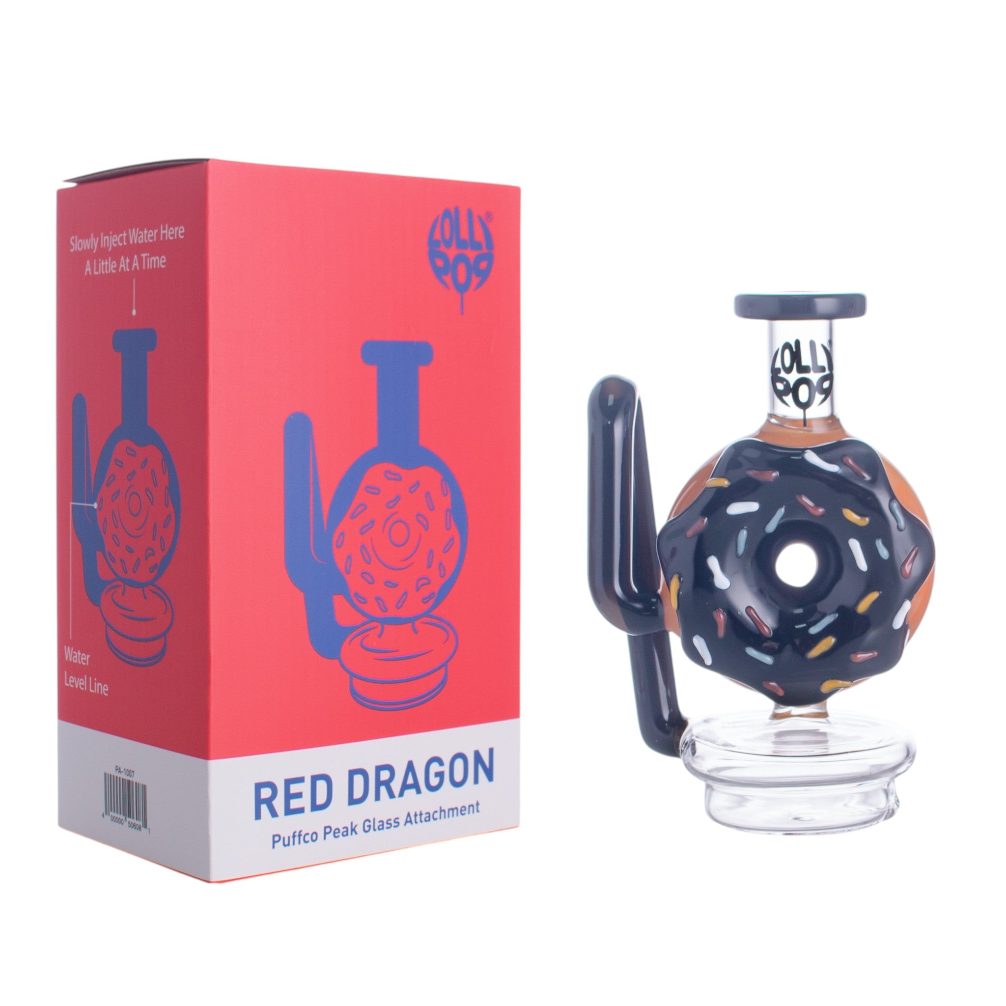 Lollipop Red Dragon Series I Puffco Peak Recycler Glass Attachement I Asst Colors