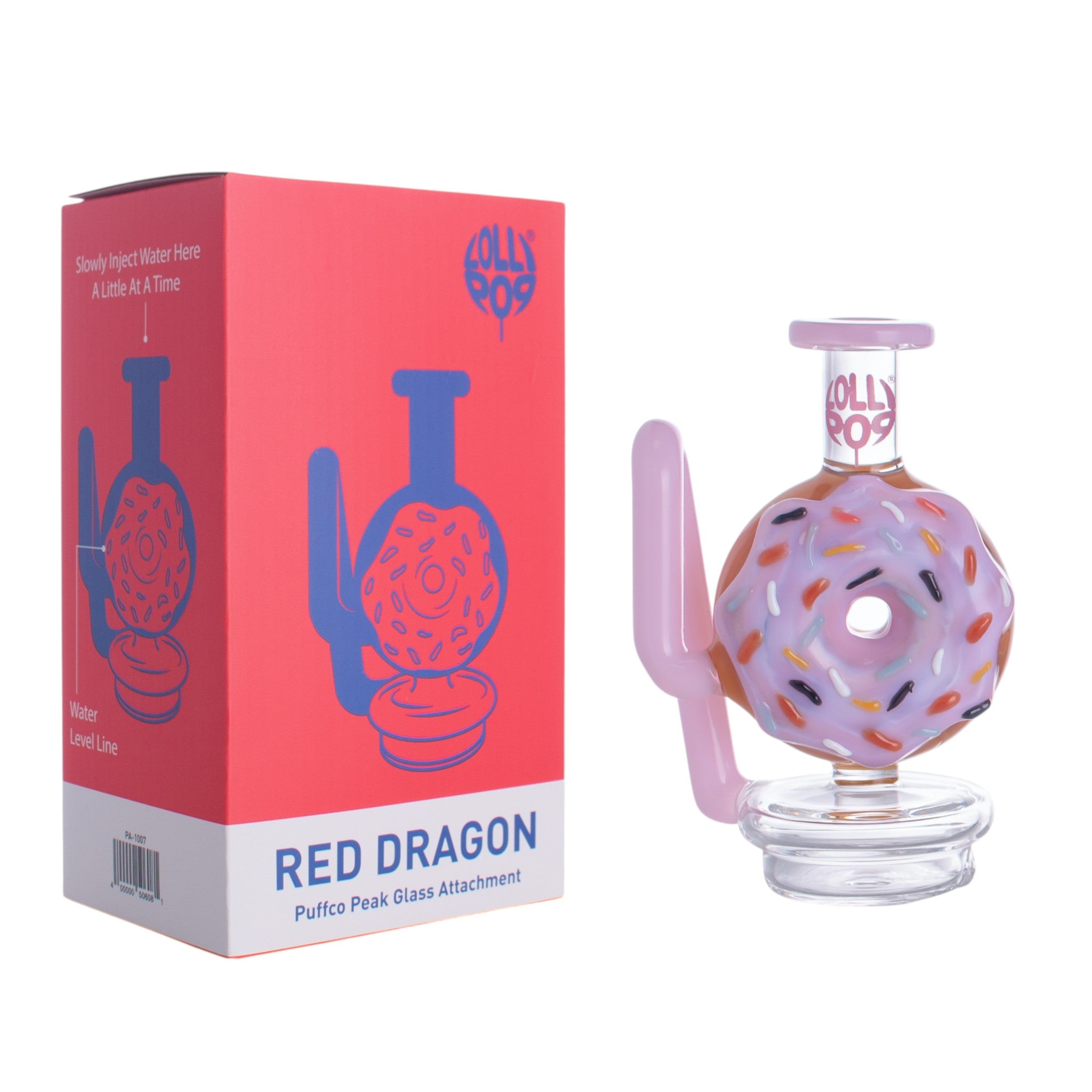 Lollipop Red Dragon Series I Puffco Peak Recycler Glass Attachement I Asst Colors