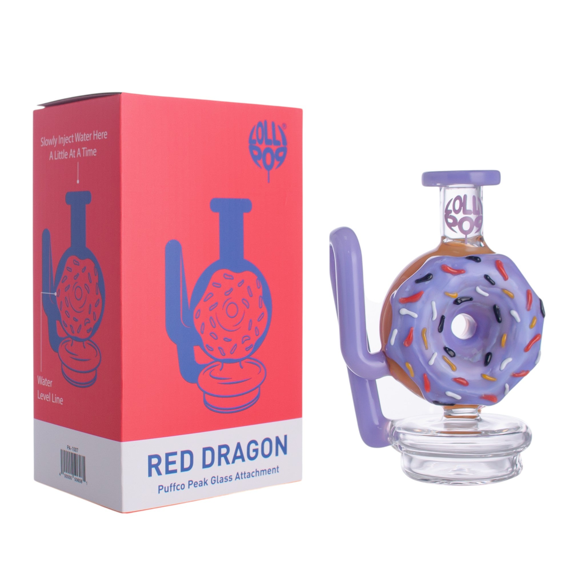 Lollipop Red Dragon Series I Puffco Peak Recycler Glass Attachement I Asst Colors