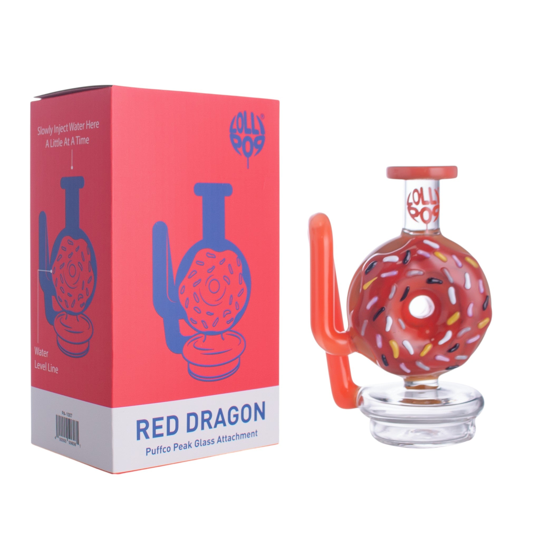 Lollipop Red Dragon Series I Puffco Peak Recycler Glass Attachement I Asst Colors