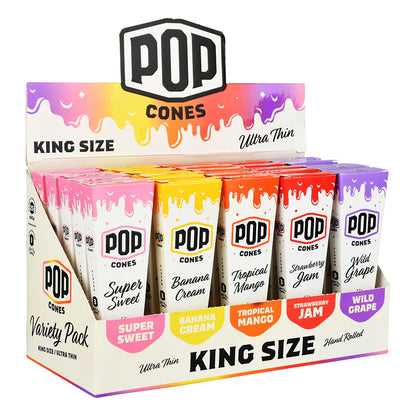 Pop Cones Ultra Thin King Size Pre-Rolled Cones with Flavor Tip (3 per pack/25 Pack)