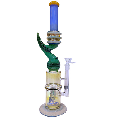 18" Colorful Horn Glass Water Pipe