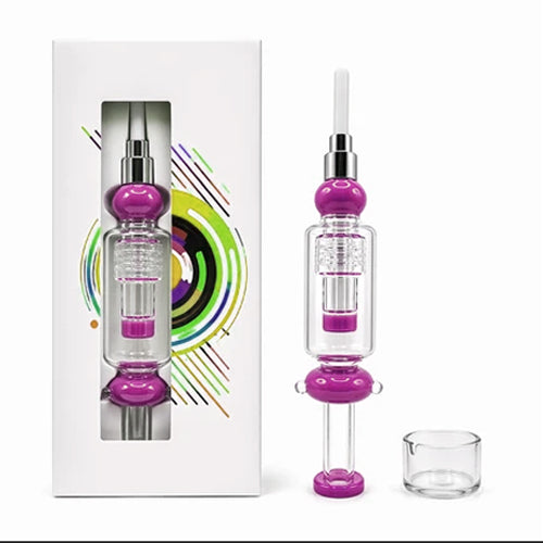 9" Glass Nectar Collector with Stack Round Perc & Screw on Tip