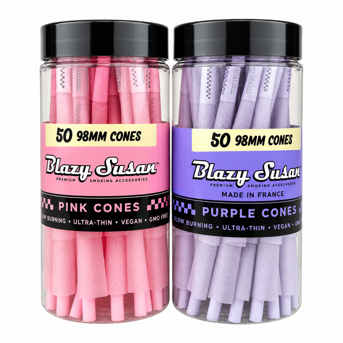 Blazy Susan Pink 98mm Cones 50ct Jar