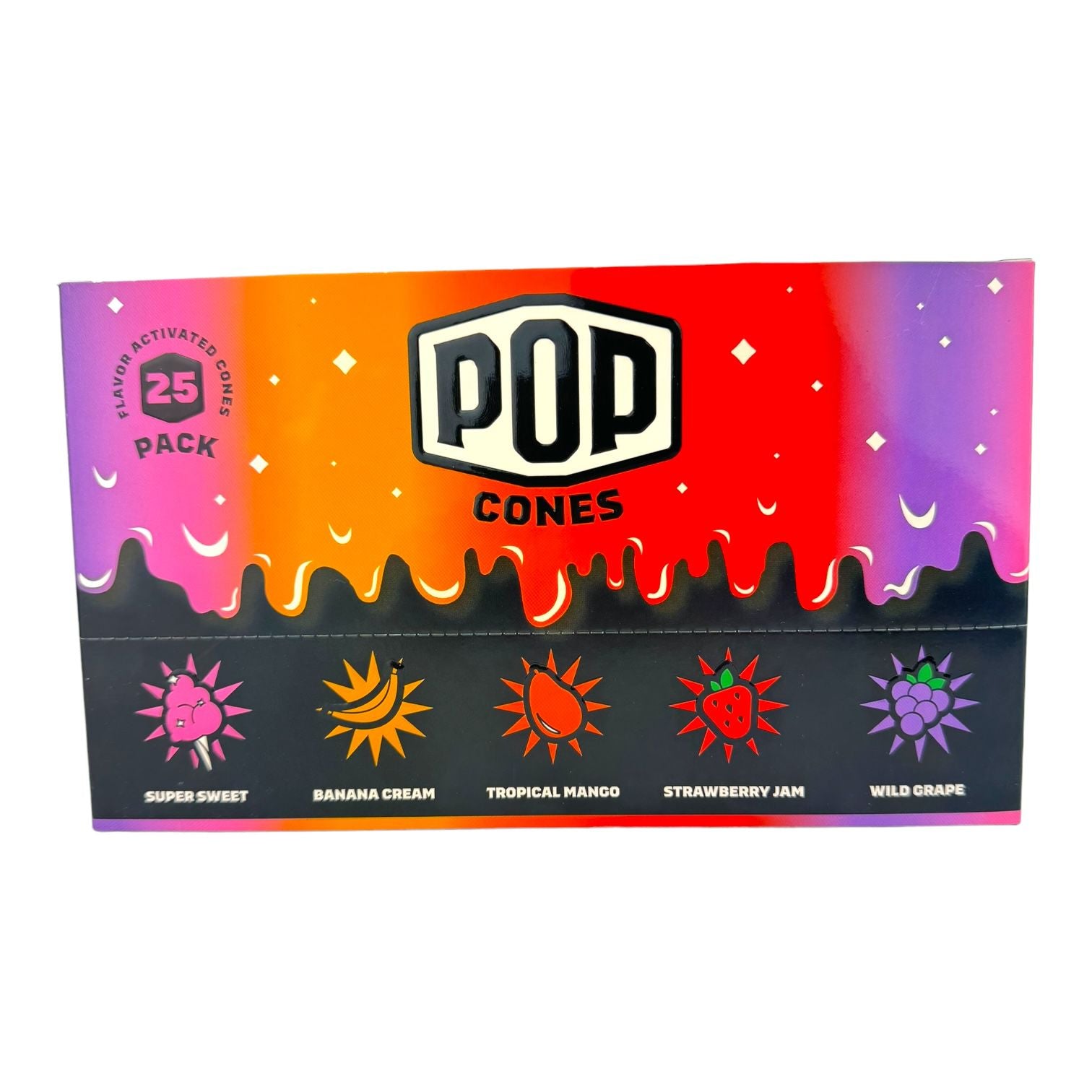 Pop Cones Unbleached King Size Pre-Rolled Cones with Flavor Tip (3 per pack/25 Pack)