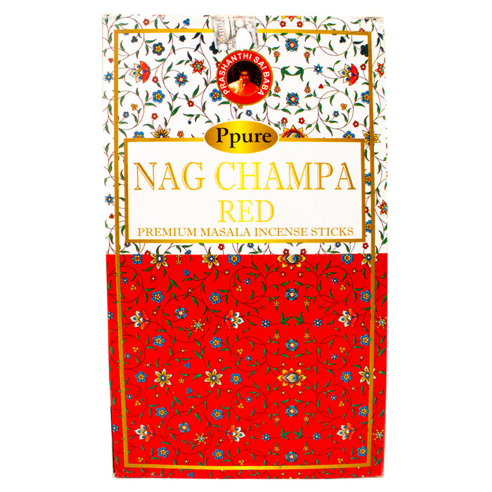 Ppure Nag Champa 15g Red Premium Masala Incense Sticks (12 Box Display)