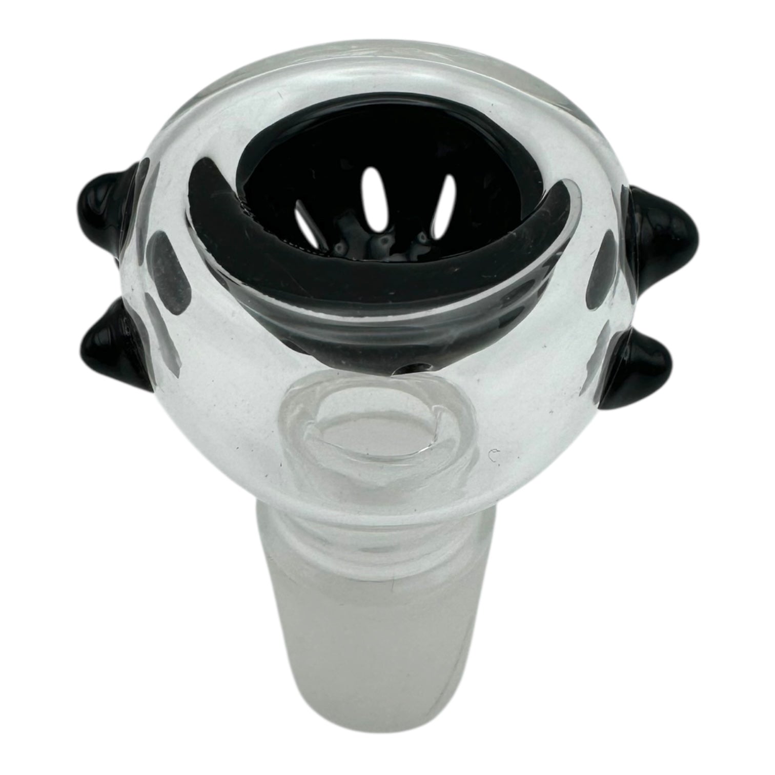 18mm Male Punch Glass Bowl w/ Dotted Handle