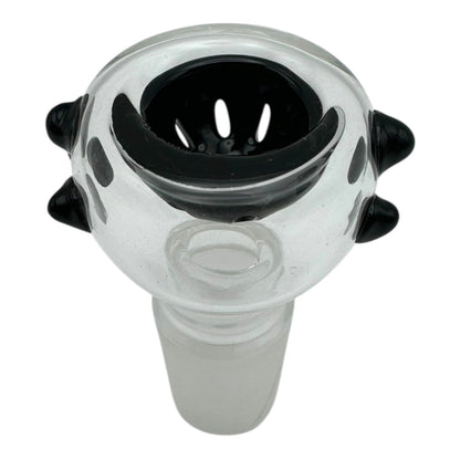 18mm Male Punch Glass Bowl w/ Dotted Handle