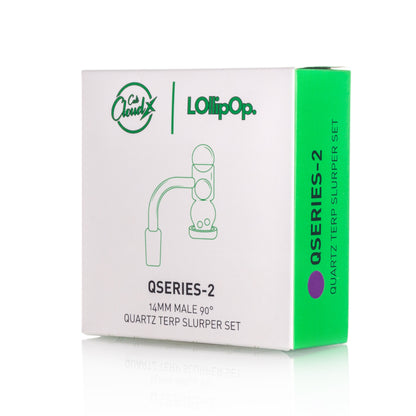Lollipop QSeries-2 | 14mm Male 90° | Fully Welded Quartz Banger Set I Asst Colors