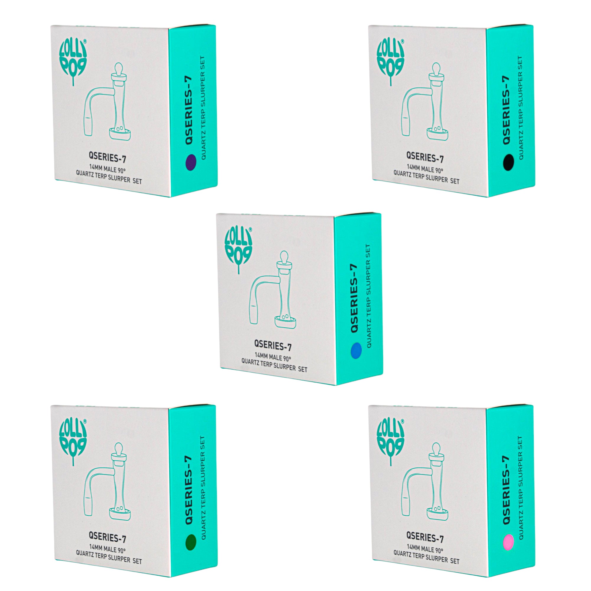 Lollipop QSeries-7 — 14mm Male 90° Quartz Terp Slurper Set