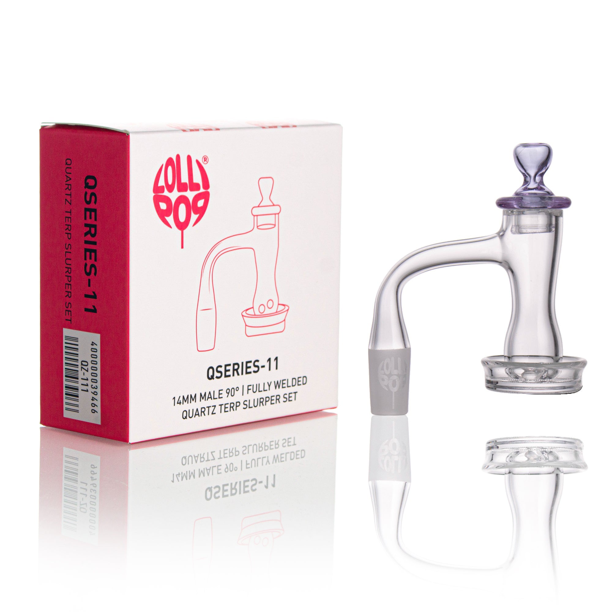 Lollipop QSeries-11 — 14mm Male 90° Fully Welded Quartz Terp Slurper Set