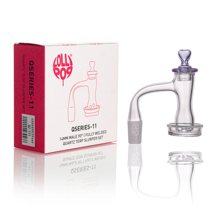 Lollipop QSeries-11 — 14mm Male 90° Fully Welded Quartz Terp Slurper Set