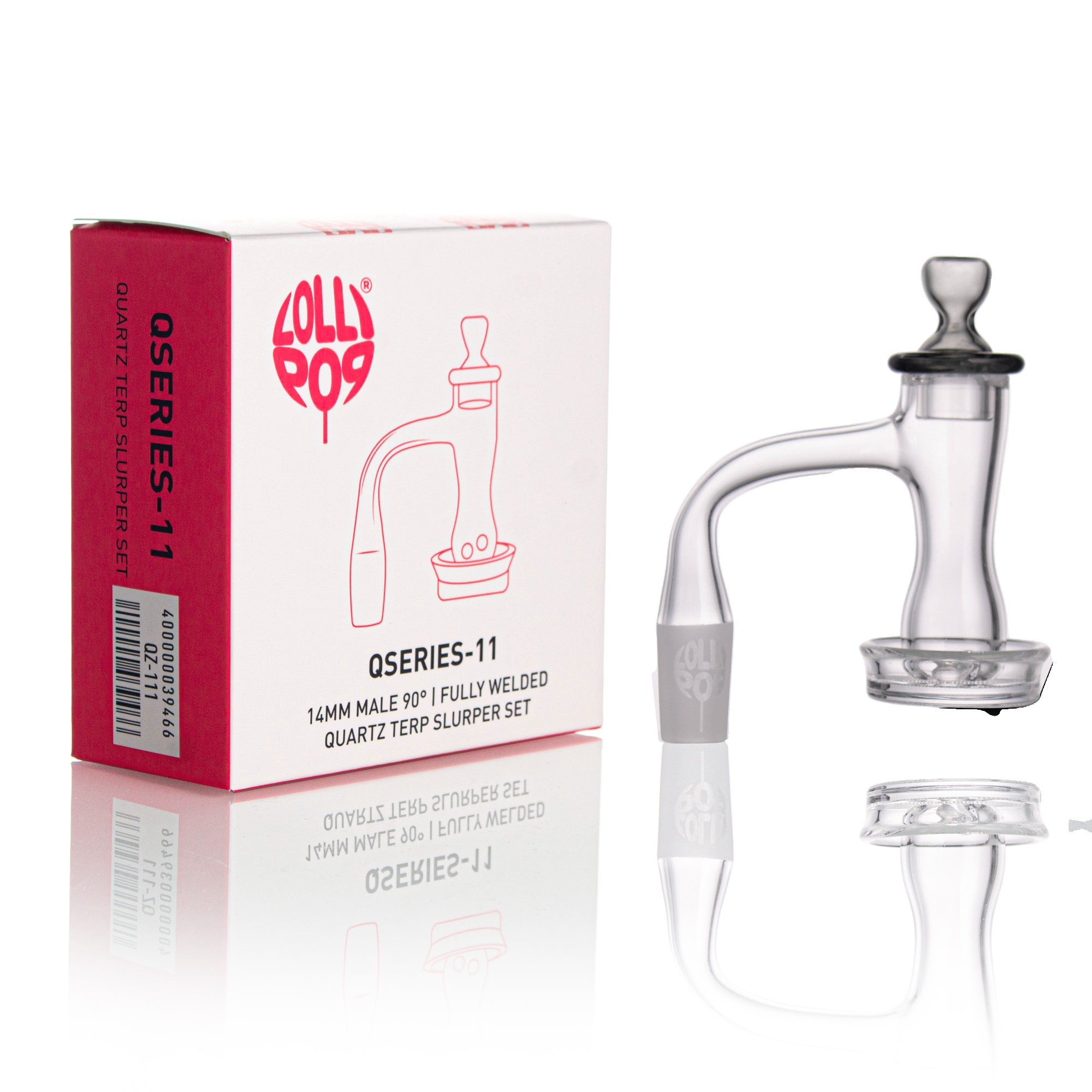 Lollipop QSeries-11 — 14mm Male 90° Fully Welded Quartz Terp Slurper Set