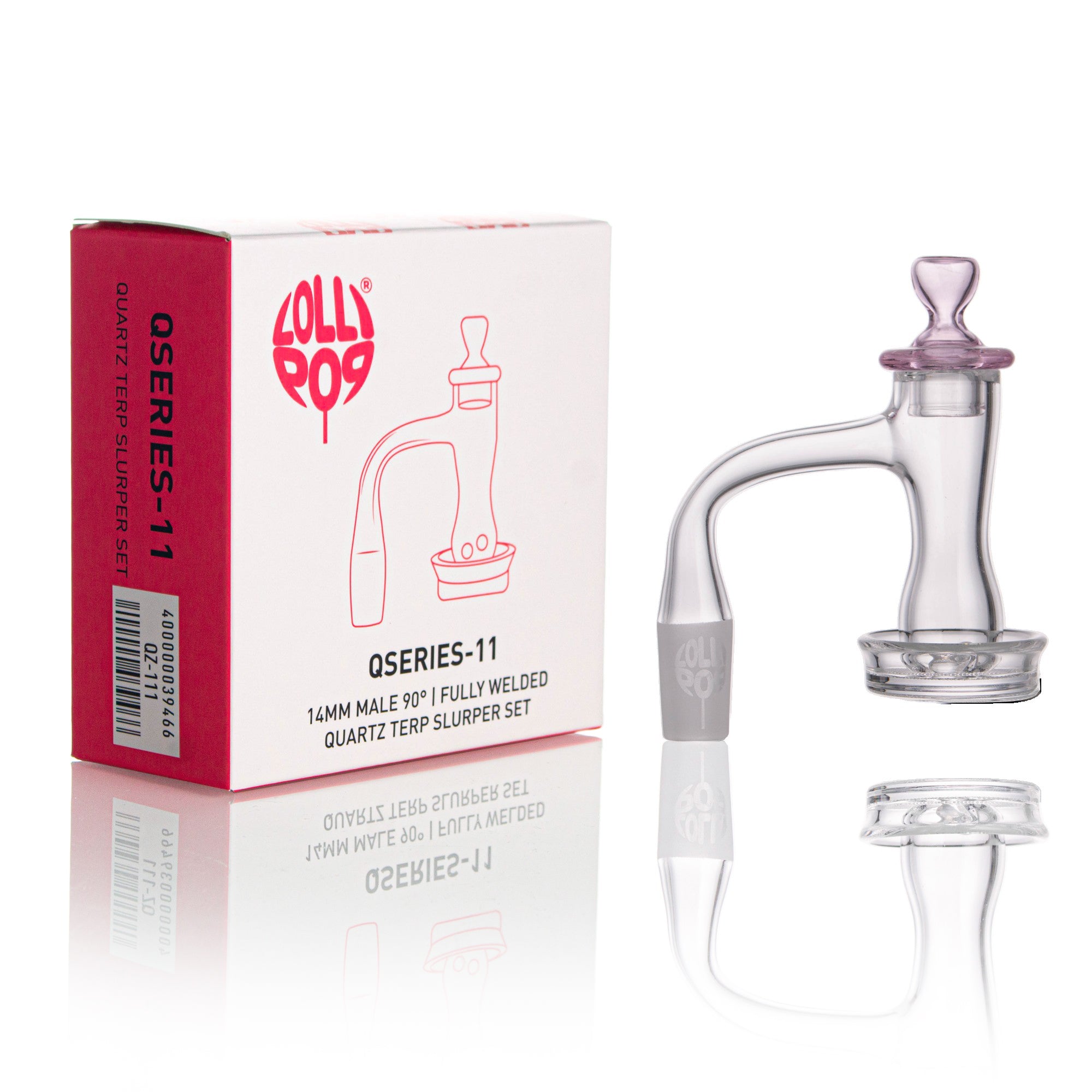Lollipop QSeries-11 — 14mm Male 90° Fully Welded Quartz Terp Slurper Set