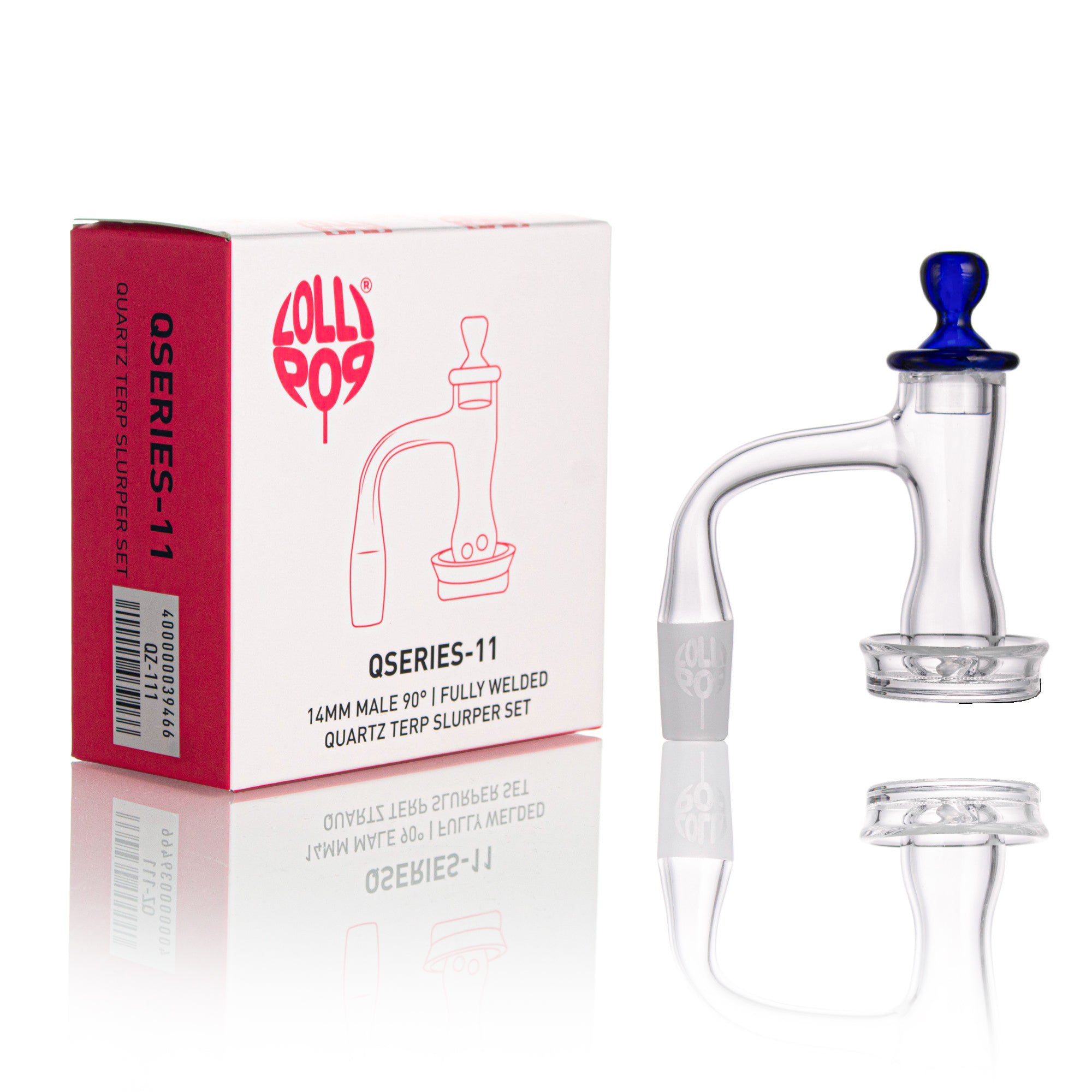Lollipop QSeries-11 — 14mm Male 90° Fully Welded Quartz Terp Slurper Set
