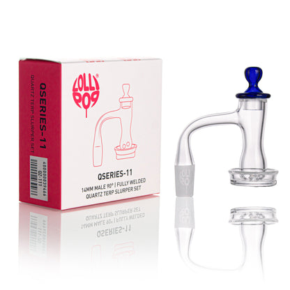 Lollipop QSeries-11 — 14mm Male 90° Fully Welded Quartz Terp Slurper Set